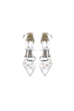 Pointed Toe White Chunky Heels with Flower