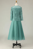 2 Piece A Line Eucalyptus Lace Midi Mother of the Bride Dress