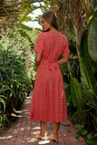 Ember Floral Midi Dress in Red FINAL SALE