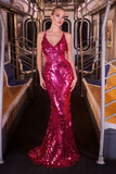 Nicole Gown Fitted Sequin Evening Dress