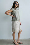 Mazie Lace Trim Shorts in Tan