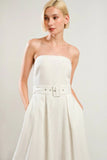 LIFES COMPASS WHITE STRAPLESS MIDI DRESS