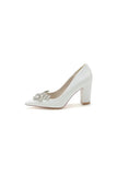 Sparkle Pointed Toe Glitter Chunky Heels With Rhinestone