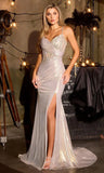 HOUSTON GOWN METALLIC STRETCH DRESS WITH CORSET