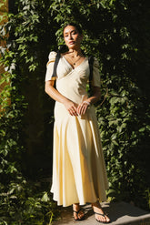 Nellie Drop Waist Maxi Dress in Yellow