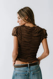 Regan Ruched Top in Brown
