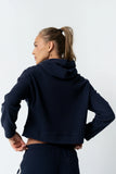 Kourtney Waffle Knit Hoodie in Navy