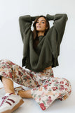 Moxie Oversized Sherpa Sweater in Olive FINAL SALE