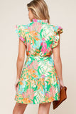 PORT OF CALL MINI DRESS GREEN MULTI