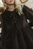Tyler Peplum Mini Dress in Brown Corduroy