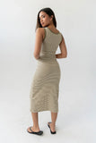 Kamber Striped Midi Tank Dress in Green