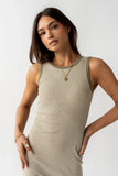 Kamber Striped Midi Tank Dress in Green