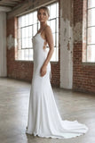 Mermaid Satin White Spaghetti Straps Wedding Dresses With Lace Up Back