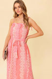 TAILOR MADE LACE MIDI DRESS PEACH