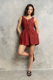 Wren Sleeveless Romper in Brick