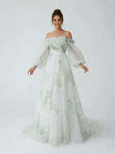 A Line Floral Appliqued Majesty Bridal Wedding Dress with Ruffles