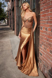 Olympia Gown Sienna Gold Strapless Dress With Side Sash