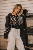 Angelica Geometric Cardigan in Black FINAL SALE