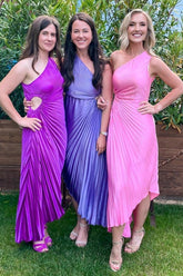 One Shoulder Cutout High Low Bridesmaid Dress