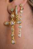 LUV AJ Bezel Stone Cross Studs