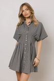 Erica Button Front Mini Dress in Grey FINAL SALE