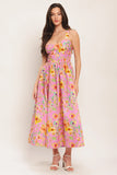 ROSY DAYDREAM PINK FLORAL MIDI DRESS