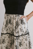 Cherney Tiered Floral Dress in Black FINAL SALE