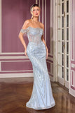 Astoria Gown Off The Shoulder Crystal Fringe Dress