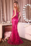 Jadyn Gown Fitted Sheer Corset Dress with Beading