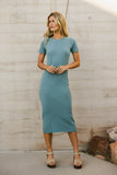 Emmie Ribbed Midi Dress in Teal FINAL SALE