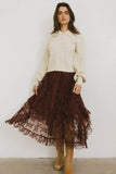 Elsie Lace Midi Skirt in Red Brown FINAL SALE