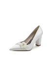 Beaded Pointed Toe Slip on Wedding Shoes With Flower