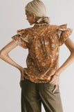 Rikki Printed Blouse in Camel FINAL SALE