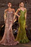Lyra Gown Mocha Gold FITTED FLORAL GLITTER PRINT CORSET GOWN