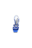 Square Open Toe Beaded Hollow Out Satin Prom Shoes