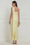 Daffodil Asymmetrical Neck Satin Wedding Guest Dress