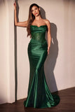 Anja Gown Satin Strapless Gown with Lace Detailing