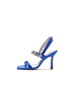 Unique Square Open Toe Crystal Strap Chunky Heels