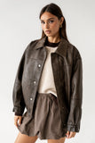 Brecken Vegan Leather Jacket in Brown FINAL SALE