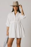 Oliver Collared Mini Dress in White FINAL SALE