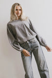 Sutton Exposed Seam Crewneck in Grey FINAL SALE