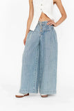 Melanie Striped Wide Leg Pants in Light Wash FINAL SALE