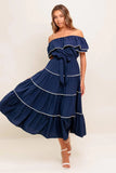 BUTTERCREAM DREAM NAVY MIDI DRESS