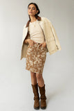 Juno Floral Mini Skirt in Camel