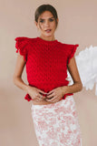 Shelly Ruffled Sweater in Red FINAL SALE