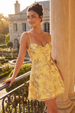 Yellow A Line Sequin Short Homecoming Dress