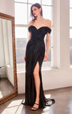Venetian Gown Luxe Metallic Off Shoulder Evening Dress