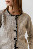 Darren Contrast Cardigan in Taupe