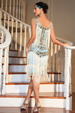 Blue Apricot Gatsby Party Dress with Sequins and Fringes