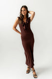 Reese Ruffle Maxi Dress in Red Brown FINAL SALE
